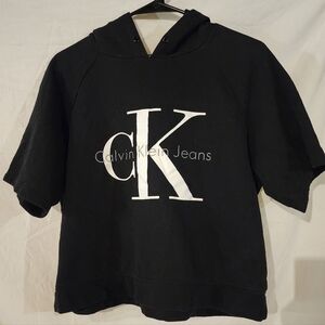 Calvin Klein Womens Black Short Sleeve Hoodie Size M